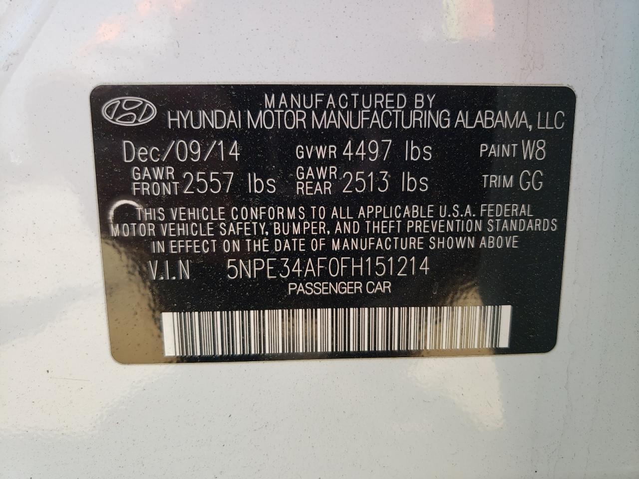 5NPE34AF0FH151214 2015 Hyundai Sonata Sport