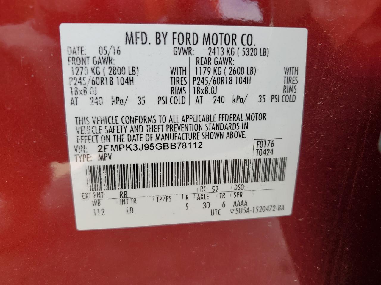 2FMPK3J95GBB78112 2016 Ford Edge Sel