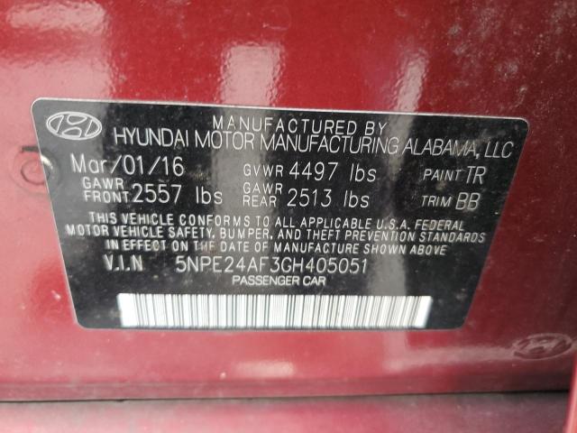 2016 Hyundai Sonata Se VIN: 5NPE24AF3GH405051 Lot: 52573974