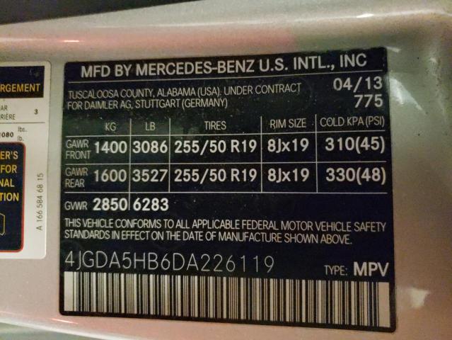 VIN 4JGDA5HB6DA226119 2013 Mercedes-Benz ML-Class, ... no.13