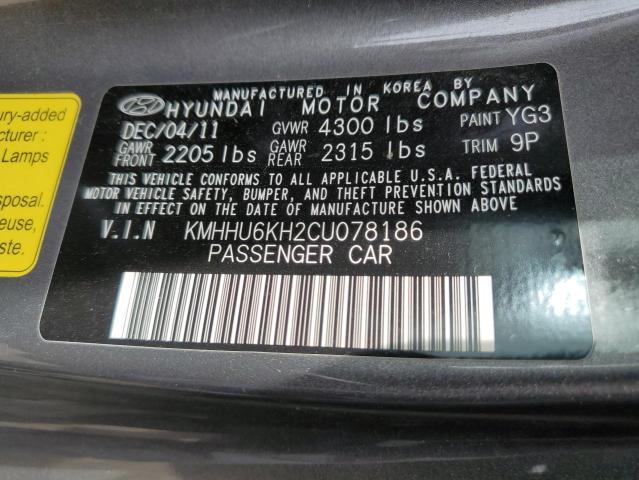 2012 Hyundai Genesis Coupe 3.8L VIN: KMHHU6KH2CU078186 Lot: 49616204