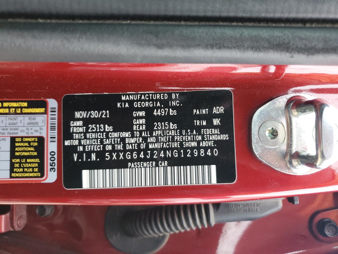 5XXG64J24NG129840 2022 Kia K5 Gt Line