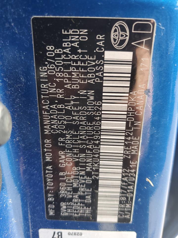 2T1KU40E49C064626 2009 Toyota Corolla Matrix