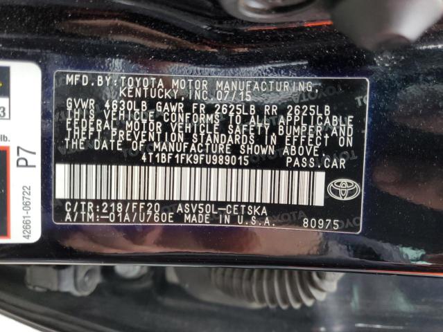 VIN 4T1BF1FK9FU989015 2015 Toyota Camry, LE no.12