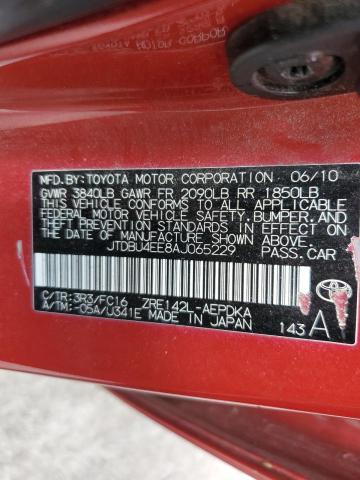 2010 Toyota Corolla Base VIN: JTDBU4EE8AJ065229 Lot: 51646774