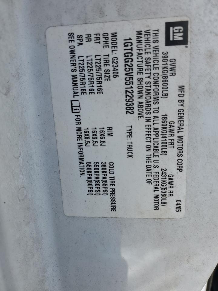 1GTGG25V551229382 2005 GMC Savana G2500