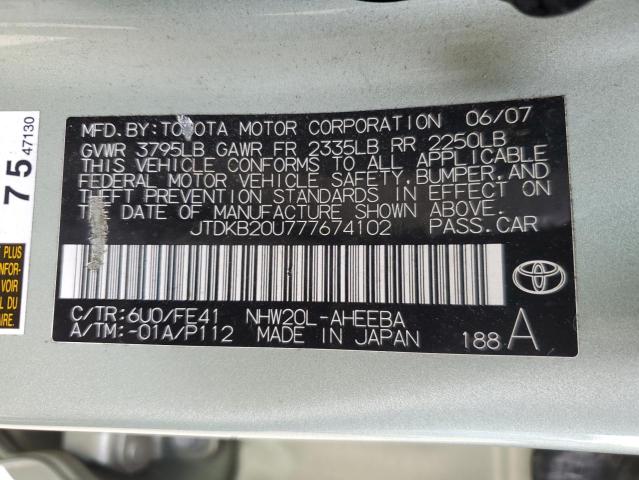 2007 Toyota Prius VIN: JTDKB20U777674102 Lot: 49083254