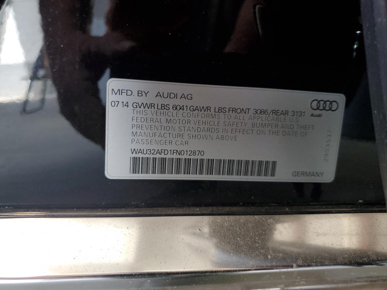 WAU32AFD1FN012870 2015 Audi A8 L Quattro