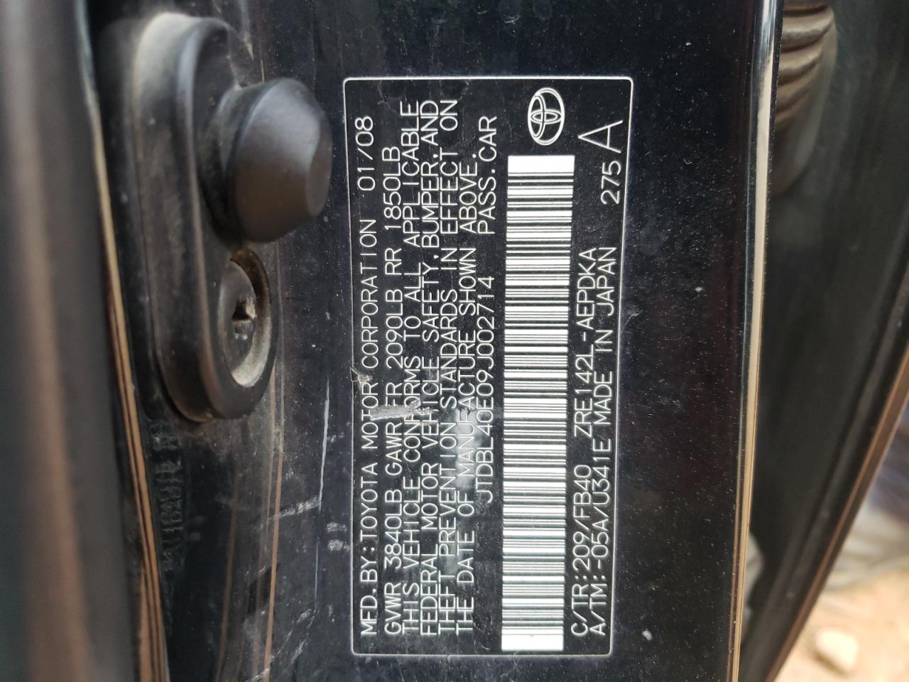 JTDBL40E09J002714 2009 Toyota Corolla Base