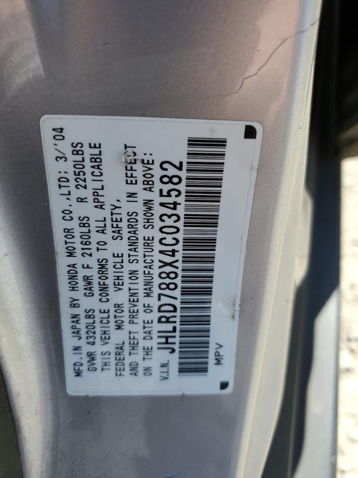 JHLRD788X4C034582 2004 Honda Cr-V Ex