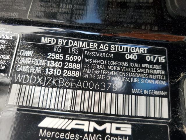 2015 MERCEDES-BENZ S 65 AMG WDDXJ7KB6FA006378