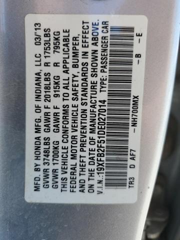 2013 Honda Civic Lx VIN: 19XFB2F51DE027014 Lot: 51298854