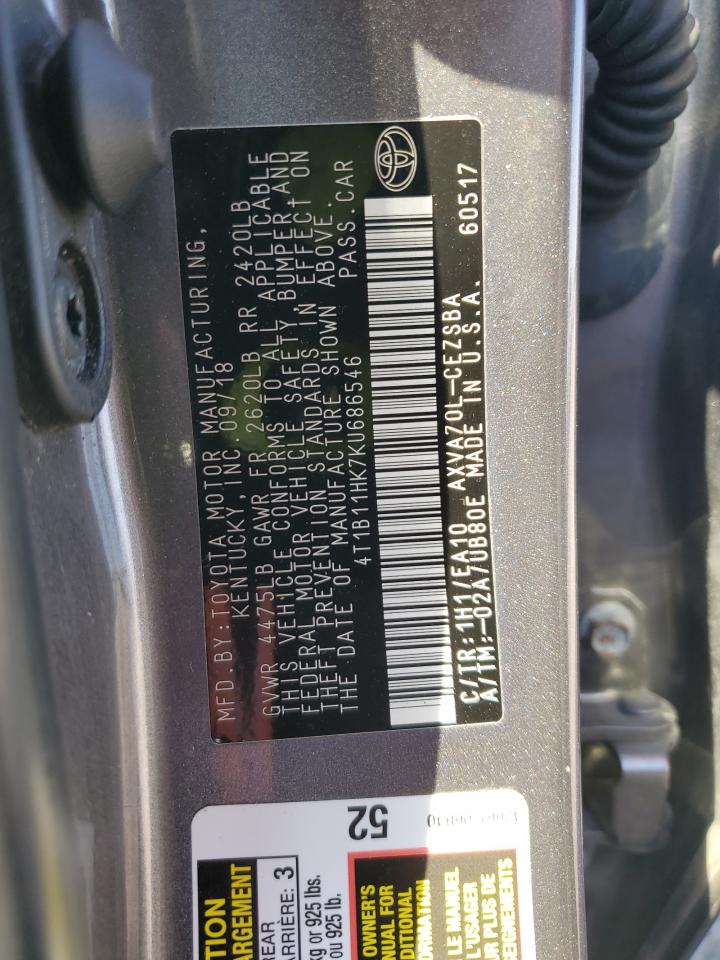 4T1B11HK7KU686546 2019 Toyota Camry L