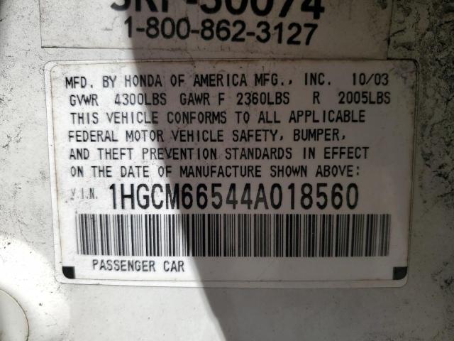 2004 Honda Accord Ex VIN: 1HGCM66544A018560 Lot: 51580814