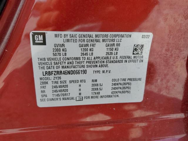 2022 Buick Envision Avenir VIN: LRBFZRR46ND066190 Lot: 52455054