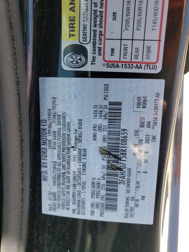 3FAHP07158R108659 2008 Ford Fusion Se