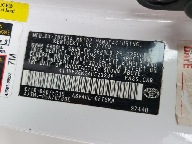 2010 Toyota Camry Base VIN: 4T1BF3EK2AU523884 Lot: 51373104