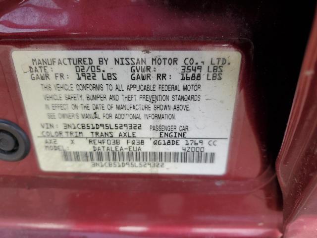 2005 Nissan Sentra 1.8 VIN: 3N1CB51D95L529322 Lot: 50246694