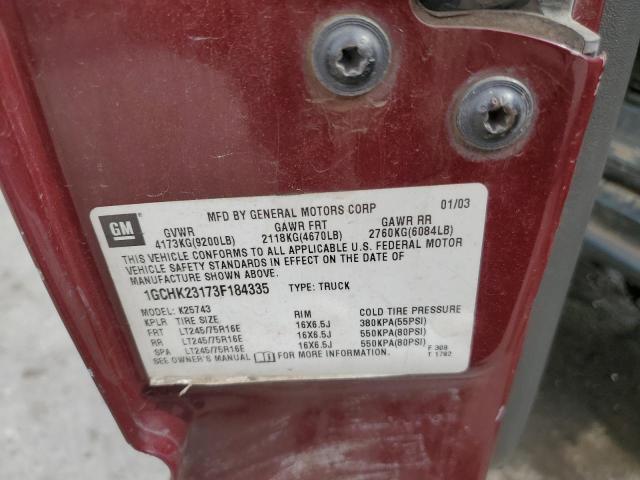 2003 Chevrolet Silverado K2500 Heavy Duty VIN: 1GCHK23173F184335 Lot: 49080644
