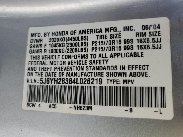 2004 Honda Element Lx VIN: 5J6YH28384L026219 Lot: 50653514