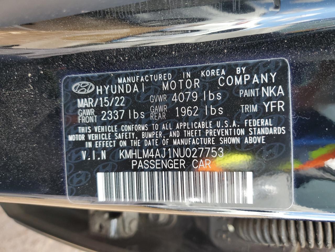 2022 Hyundai Elantra Blue vin: KMHLM4AJ1NU027753