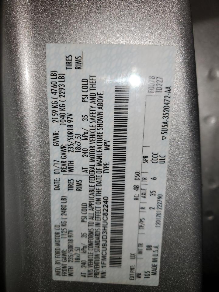 1FMCU9JD3HUC82240 2017 Ford Escape Titanium