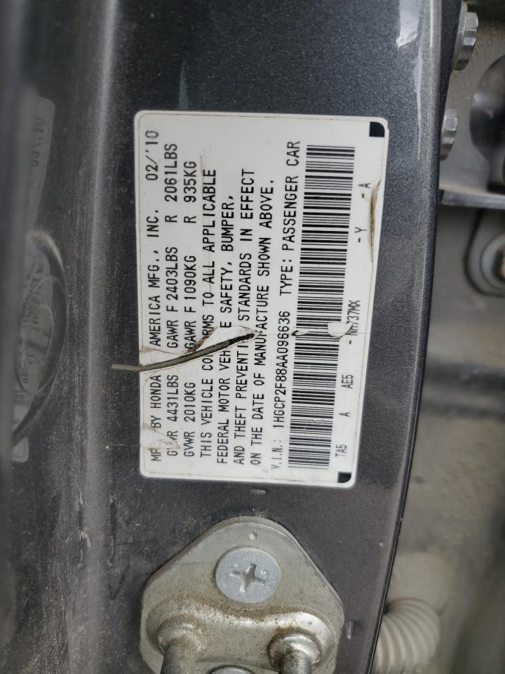 1HGCP2F88AA096636 2010 Honda Accord Exl