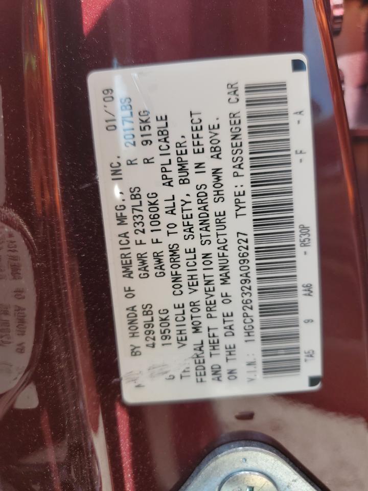 1HGCP26329A096227 2009 Honda Accord Lx