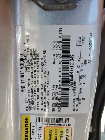 VIN 3FA6P0MU4KR121349 2019 Ford Fusion, Sel no.12