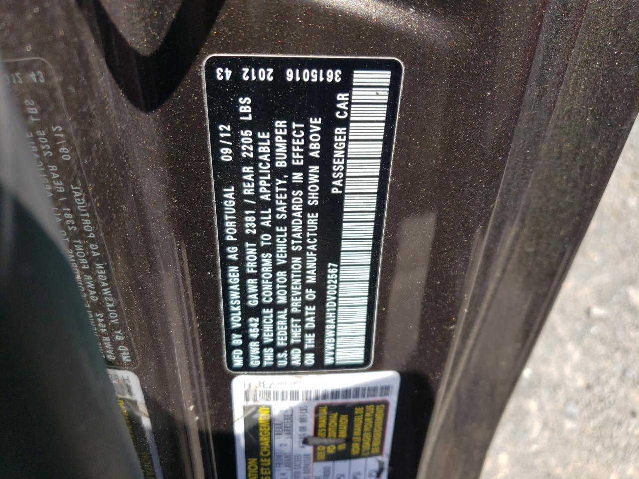 WVWBW8AH1DV002567 2013 Volkswagen Eos Komfort