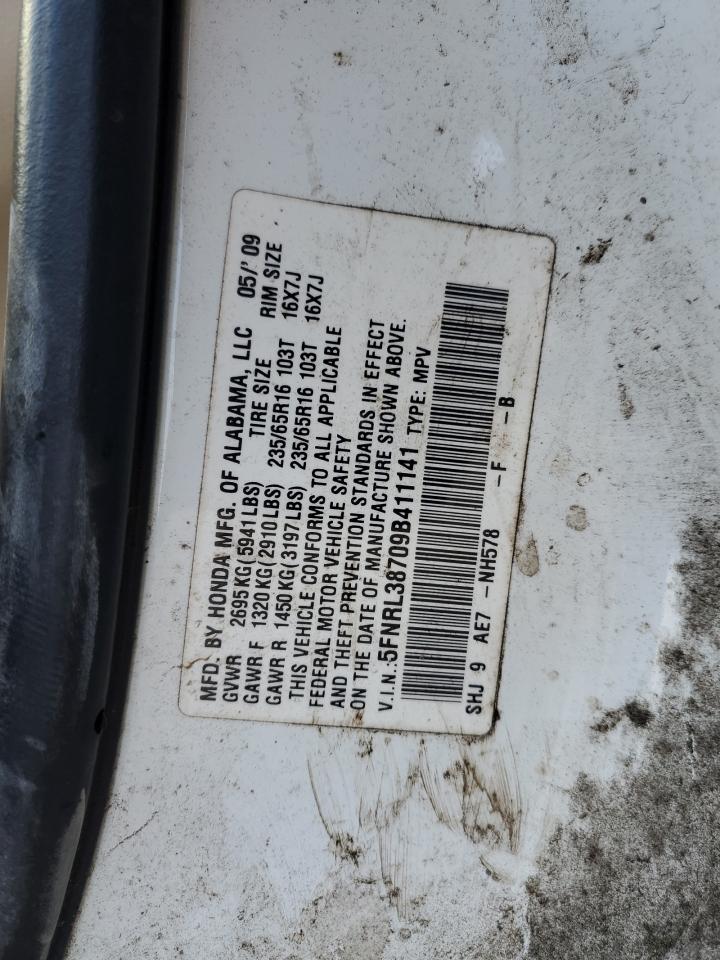 5FNRL38709B411141 2009 Honda Odyssey Exl