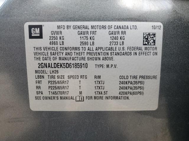 2013 Chevrolet Equinox Lt VIN: 2GNALDEK5D6185910 Lot: 48757694