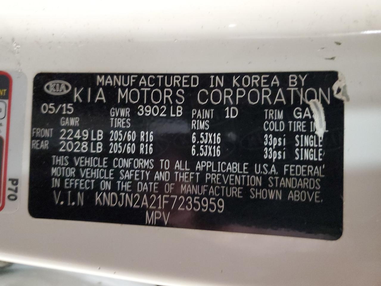 KNDJN2A21F7235959 2015 Kia Soul