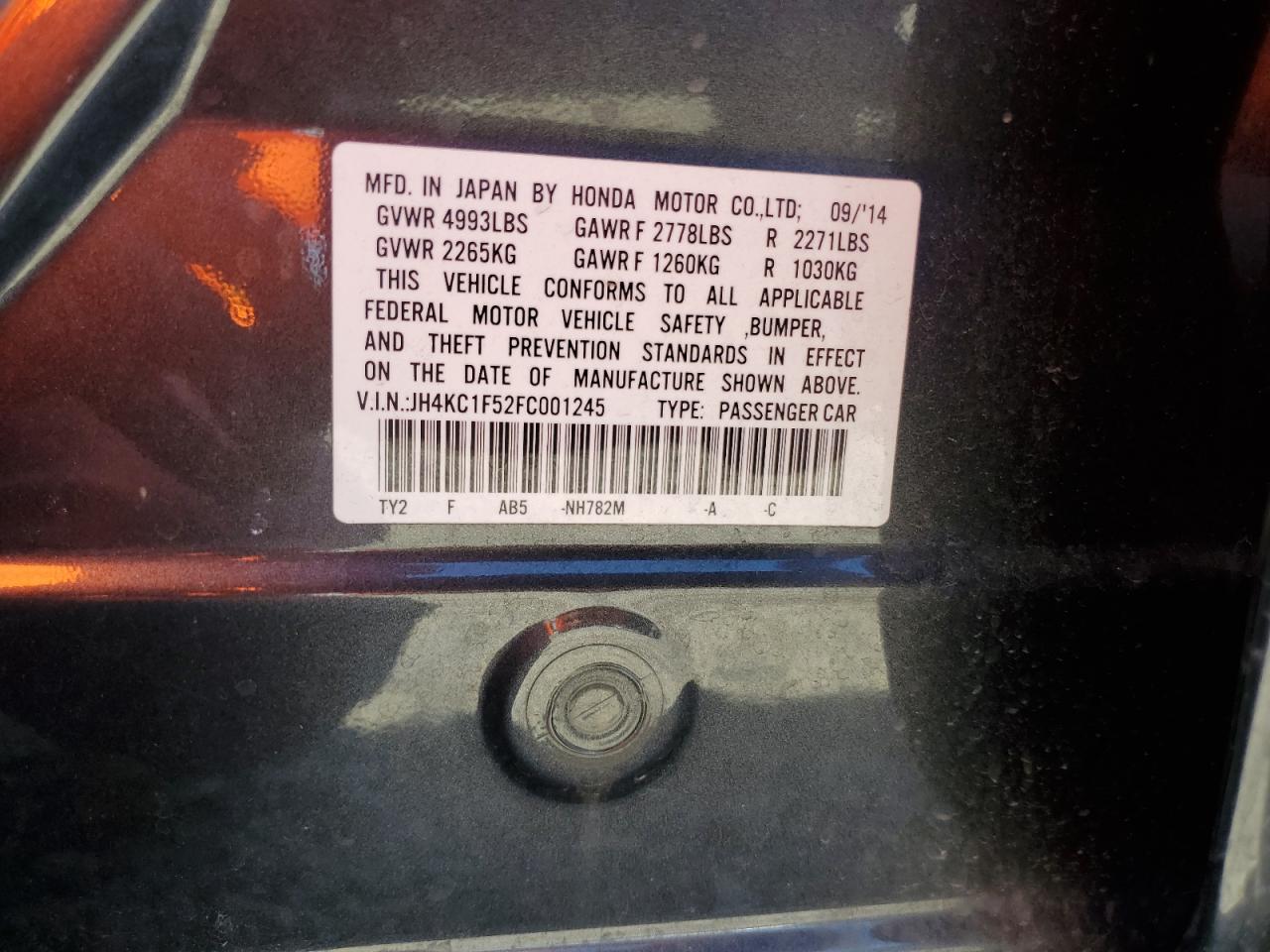 JH4KC1F52FC001245 2015 Acura Rlx Tech