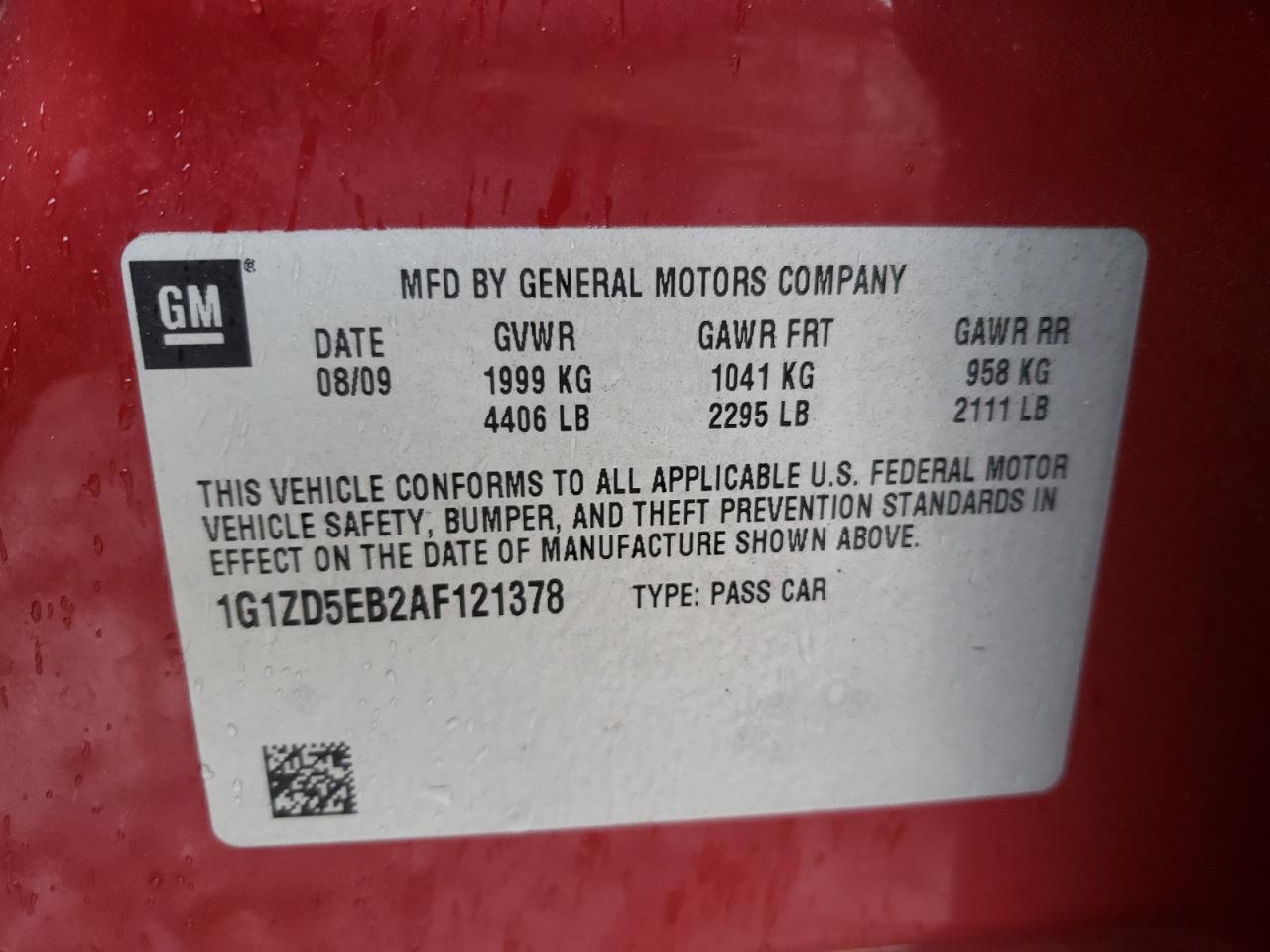 1G1ZD5EB2AF121378 2010 Chevrolet Malibu 2Lt