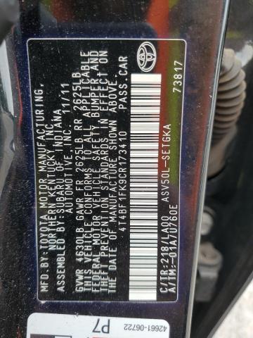 2012 Toyota Camry Base VIN: 4T4BF1FK9CR173410 Lot: 50851764