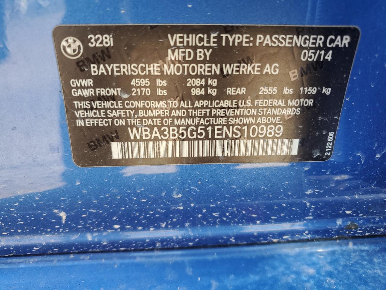 WBA3B5G51ENS10989 2014 BMW 328 Xi Sulev