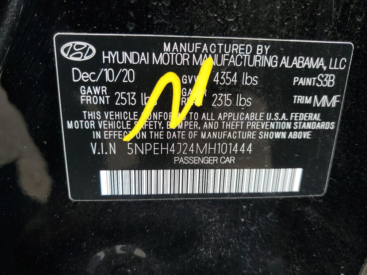 5NPEH4J24MH101444 2021 Hyundai Sonata Limited