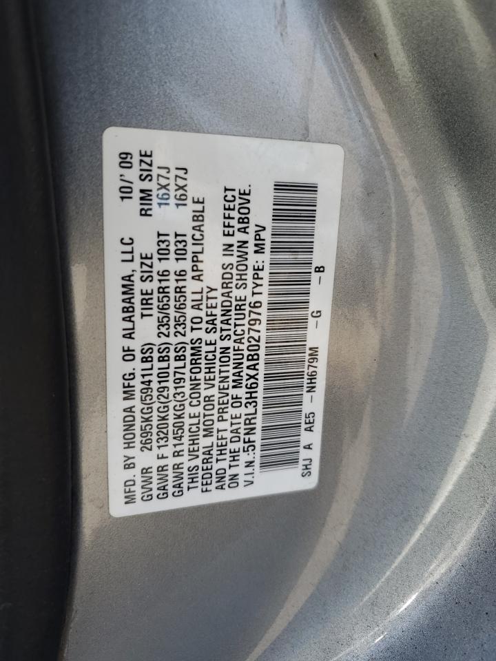 5FNRL3H6XAB027976 2010 Honda Odyssey Exl