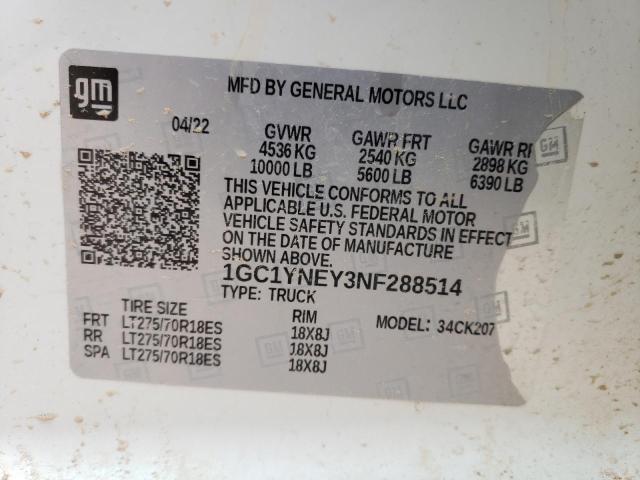 2022 CHEVROLET SILVERADO - 1GC1YNEY3NF288514