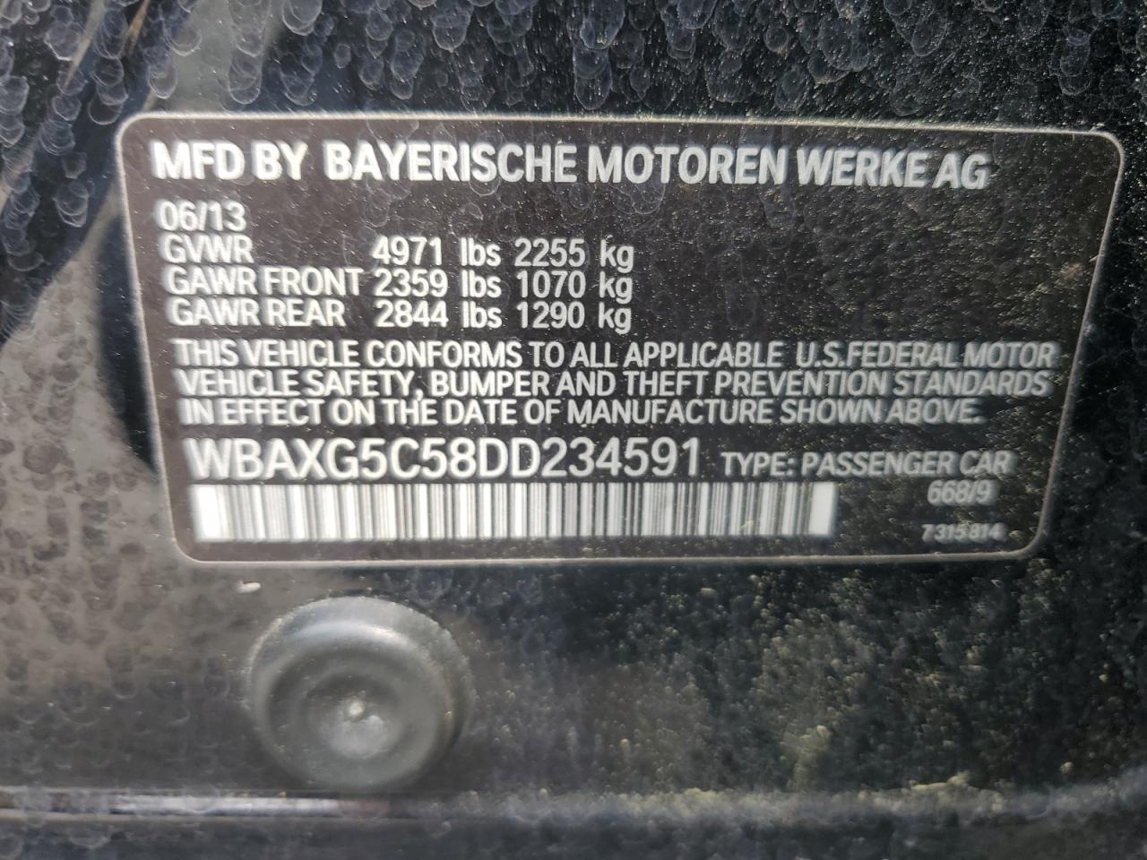 WBAXG5C58DD234591 2013 BMW 528 I