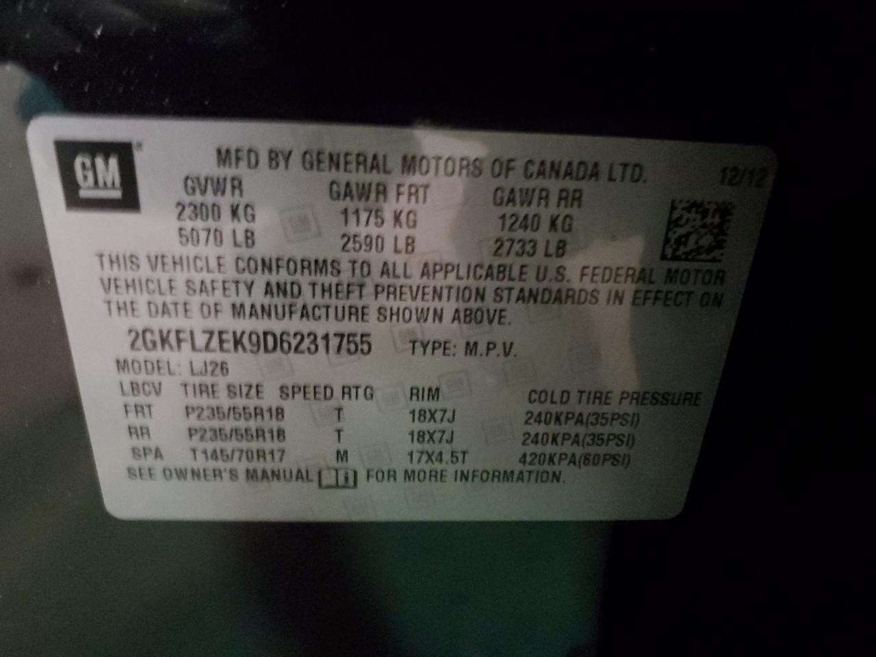 2GKFLZEK9D6231755 2013 GMC Terrain Denali