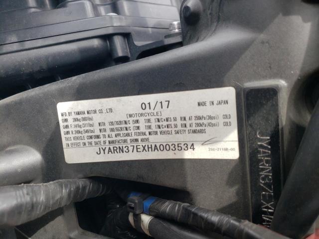 2017 YAMAHA FJ09 JYARN37EXHA003534