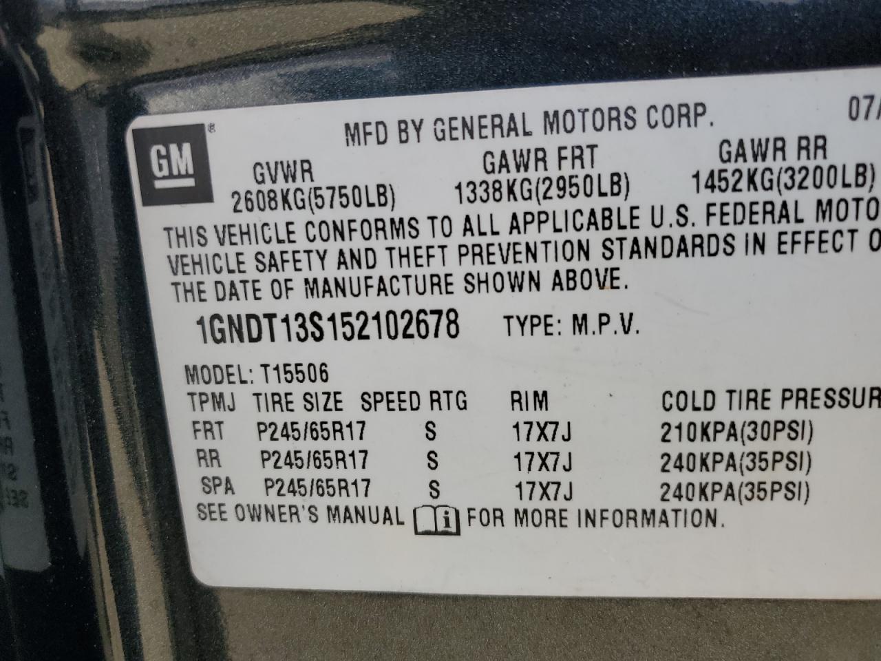 1GNDT13S152102678 2005 Chevrolet Trailblazer Ls