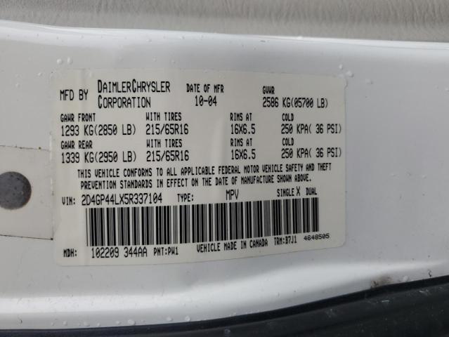 2005 Dodge Grand Caravan Sxt VIN: 2D4GP44LX5R337104 Lot: 49895644