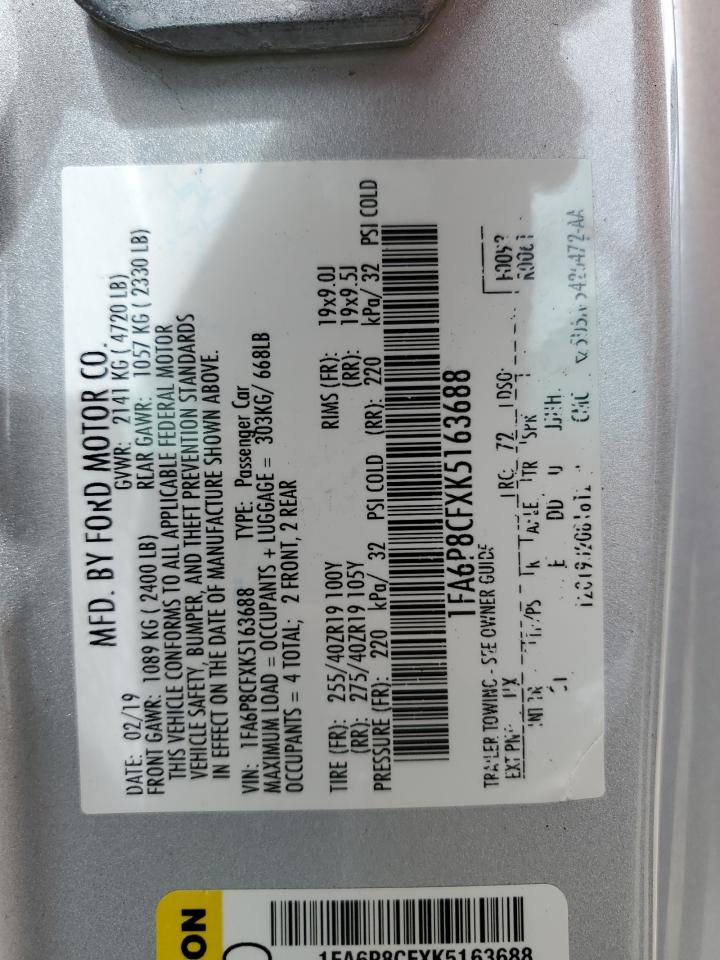 1FA6P8CFXK5163688 2019 Ford Mustang Gt