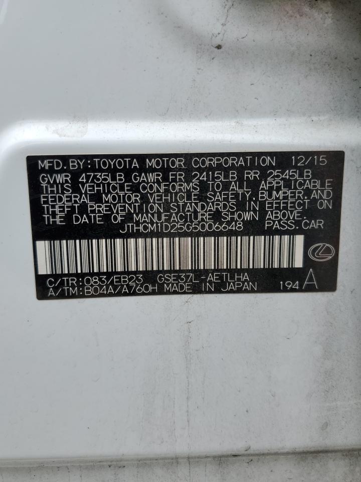 JTHCM1D25G5006648 2016 Lexus Is 300