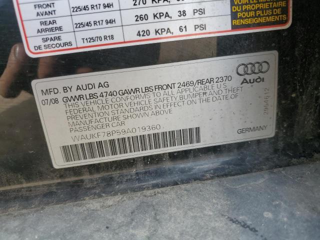 2009 Audi A3 2.0T Quattro VIN: WAUKF78P59A019360 Lot: 51253864