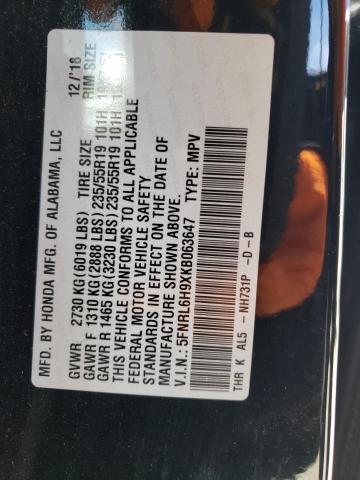 2019 Honda Odyssey Elite VIN: 5FNRL6H9XKB063647 Lot: 51443224