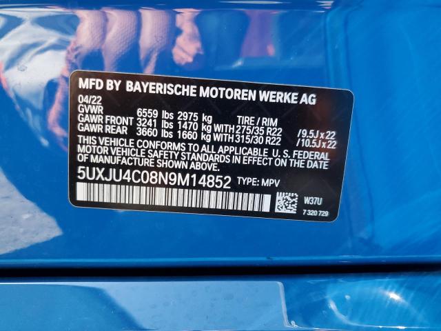 VIN 5UXJU4C08N9M14852 2022 BMW X5, M50I no.14